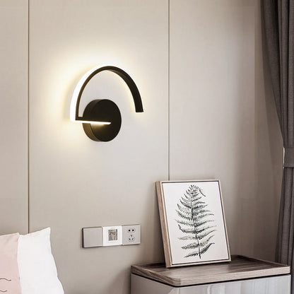 Halfcirkelvormige Woonkamer Wandlamp Zwart en Wit