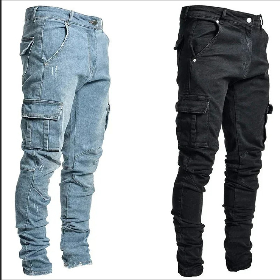 Denim Cargo Broek - Vintage en Heren Mode