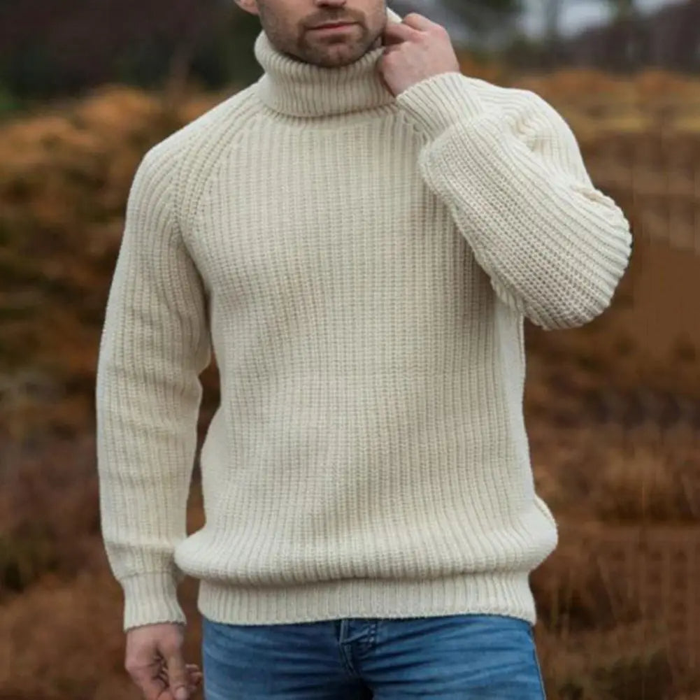 Mannen Coltrui luxe - Warm en Extra dikke Trui - Beige