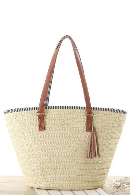 Beach chic -Grote Vrouwen Handtas - Geweven Strandtas - Ruime dames tas