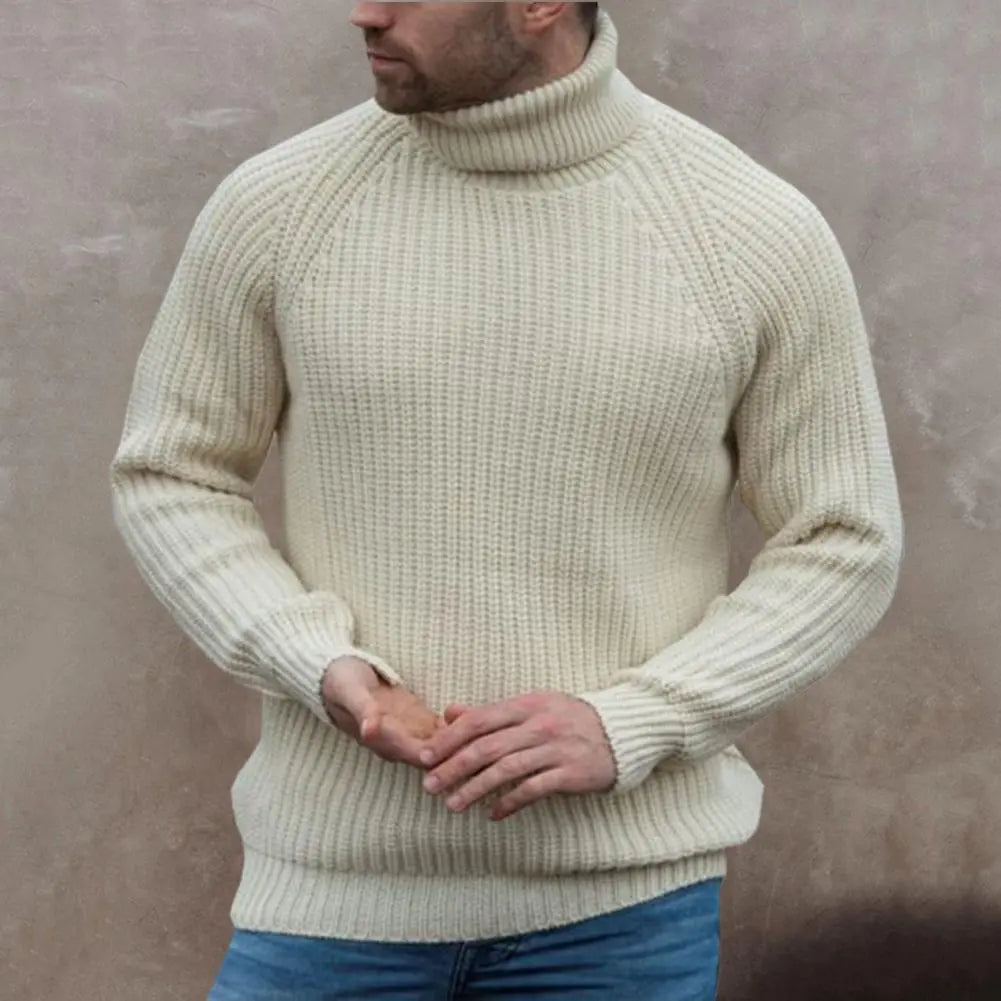 Mannen Coltrui luxe - Warm en Extra dikke Trui - Beige