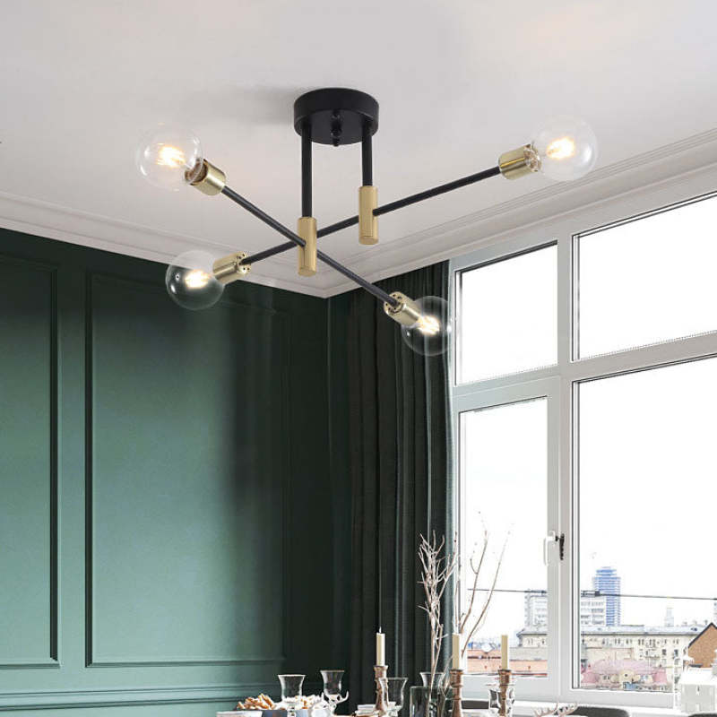 Industriële Moderne Plafondlamp - Zwart en Goud