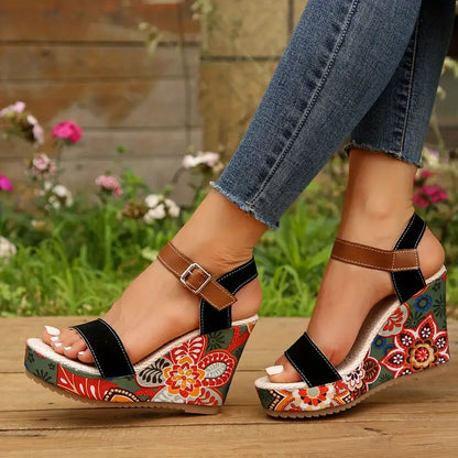 BlossomThy - Hoge Hak Sandalen voor Dames - Stevige Zool - Mode - Bloemenprint