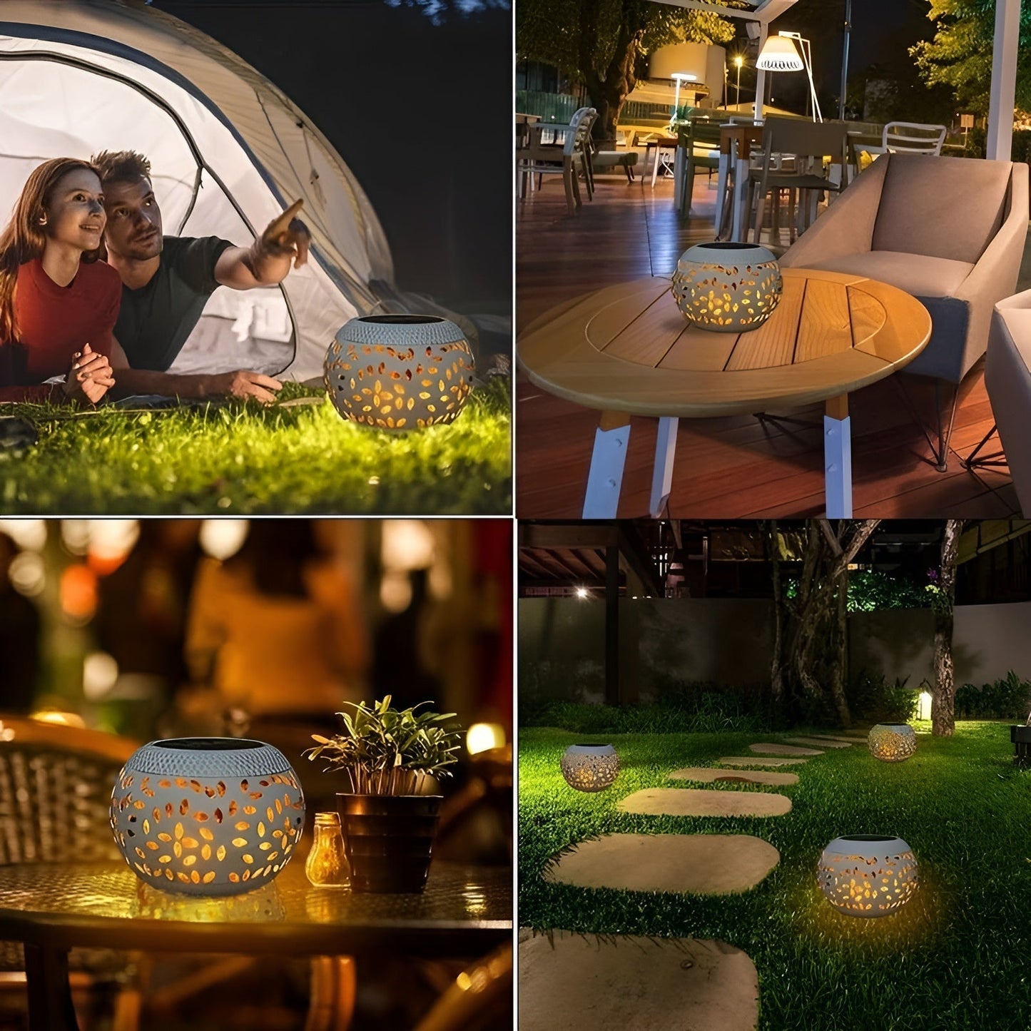 TerraShine Solar Lamp - Tuinverlichting Met Gevlekt Patroon - Metaal - Zonneterras en Outdoor