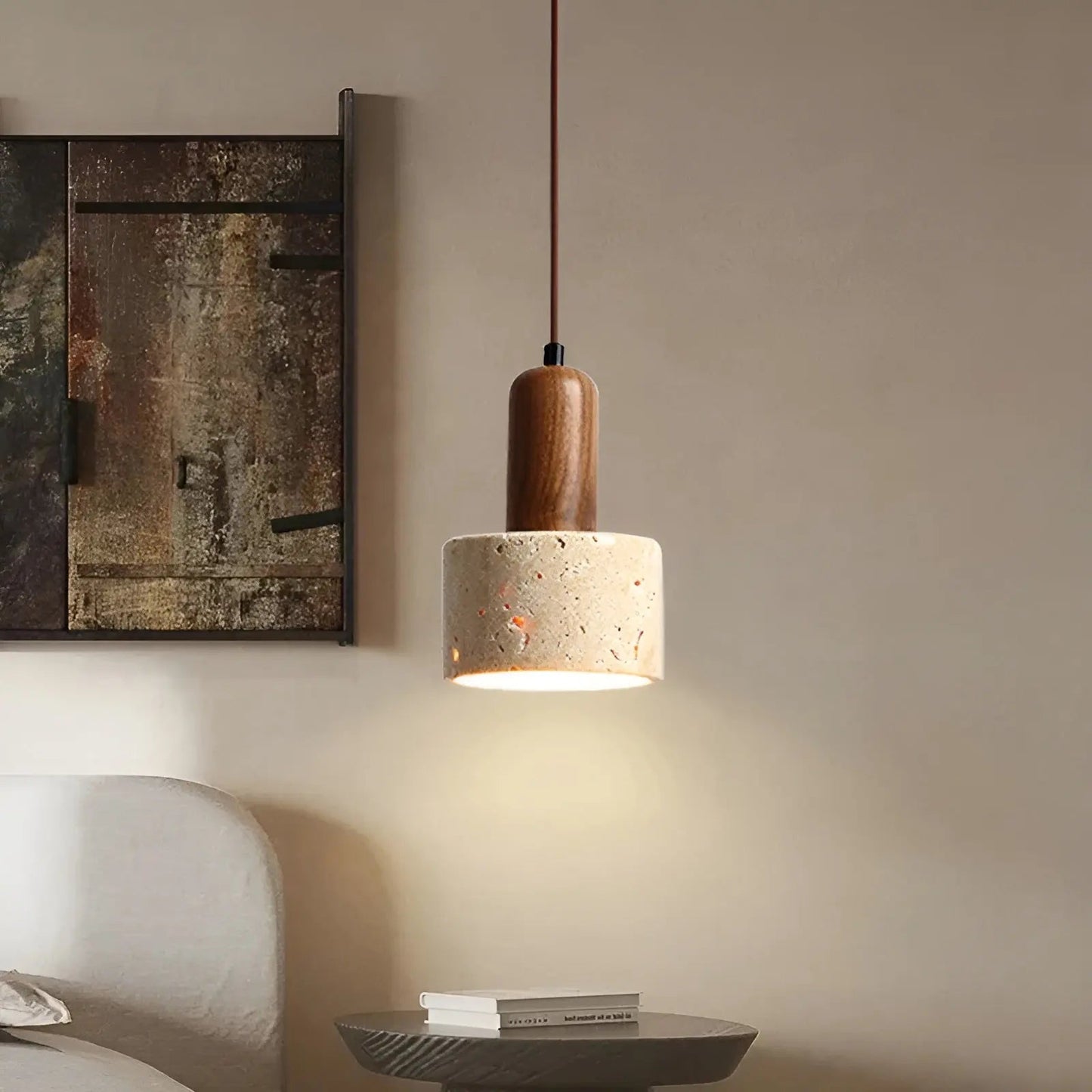 Natuursteen Hanglamp  - Japanse Wabi Sabi Plafondlamp