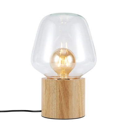 TeduWood Lamp - Tafellamp - Getint Glas - Compact, Hout Design, Luxe en Modern