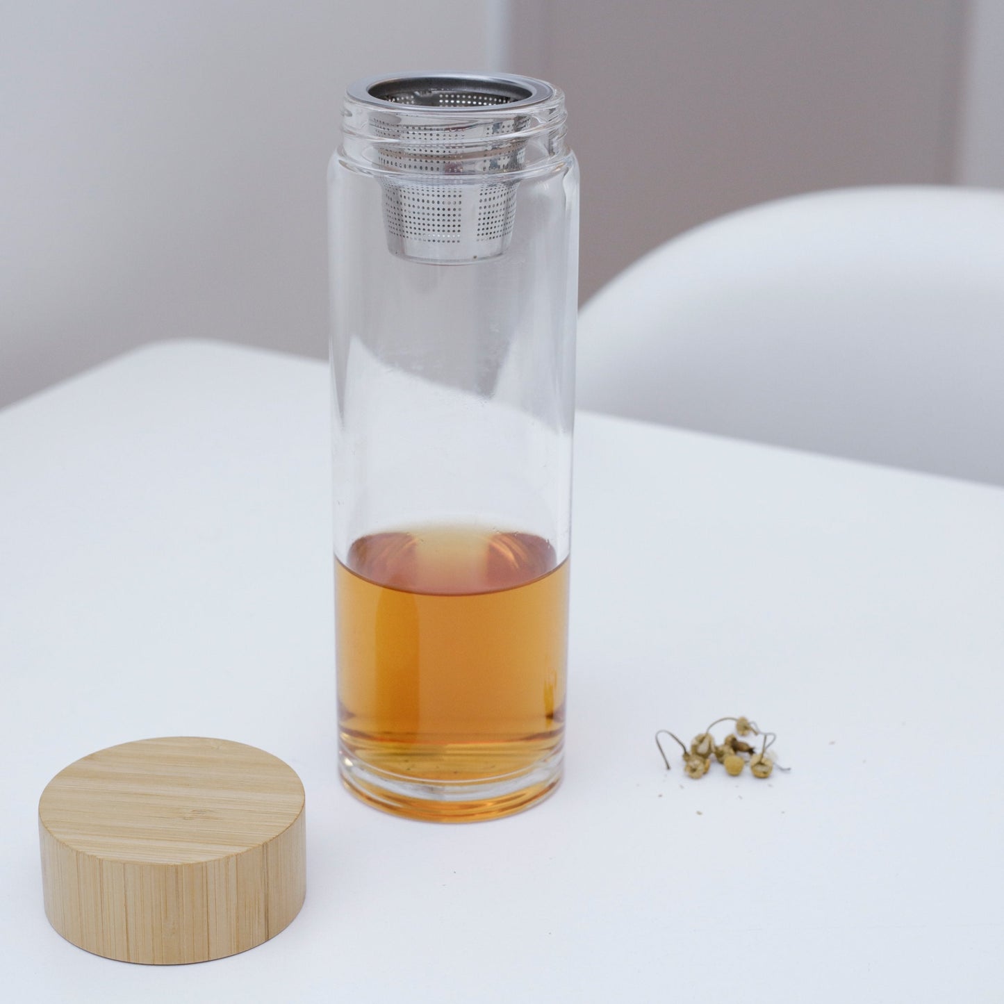 TeaFusion Fles - Thee Infuser met Houten Dop - Elegant & Handig Ontwerp