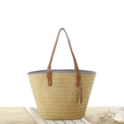 Beach chic -Grote Vrouwen Handtas - Geweven Strandtas - Ruime dames tas