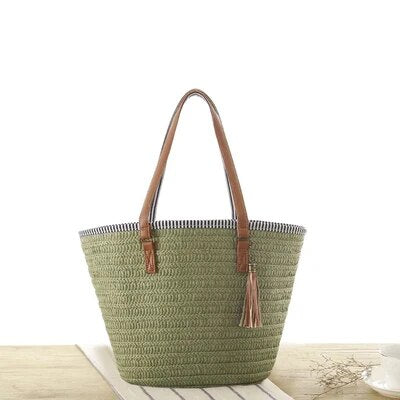 Beach chic -Grote Vrouwen Handtas - Geweven Strandtas - Ruime dames tas