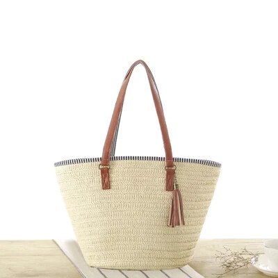 Beach chic -Grote Vrouwen Handtas - Geweven Strandtas - Ruime dames tas