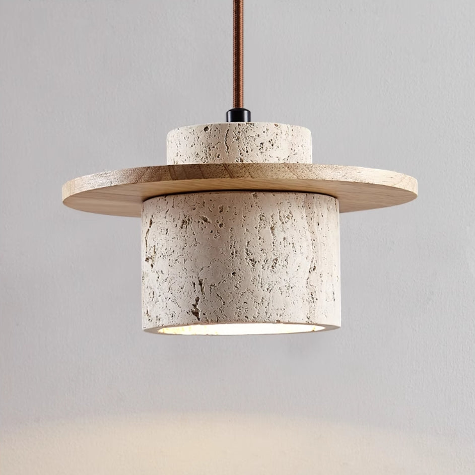 Luxe woonkamer hanglamp - Steen en hout design