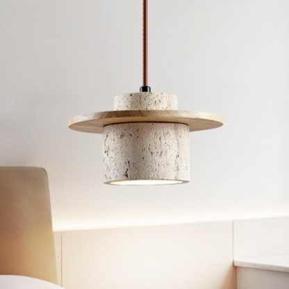 Luxe woonkamer hanglamp - Steen en hout design