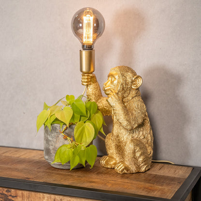 ChimpShine Tafellamp - Gouden Aap - Luxe en Uniek - Ideaal voor Sfeer en Stijl in Huis