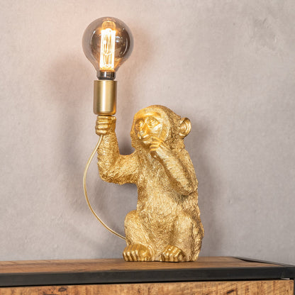 ChimpShine Tafellamp - Gouden Aap - Luxe en Uniek - Ideaal voor Sfeer en Stijl in Huis