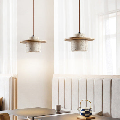 Luxe woonkamer hanglamp - Steen en hout design