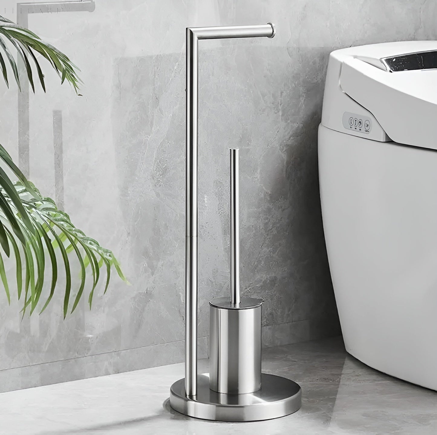 CleanHold Toiletrolhouder met Borstel - Praktisch & Ruimtebesparend - Badkamer Accessoire