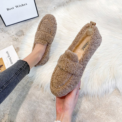 Zachte loafer sloffen voor dames - Wol en anti slip