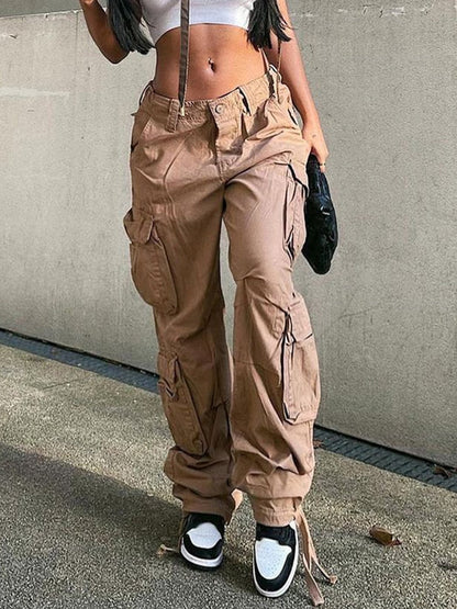 Stijlvolle dames cargo broek - Wijde broekspijpen