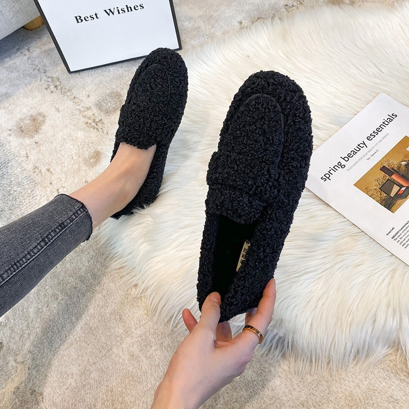 Zachte loafer sloffen voor dames - Wol en anti slip