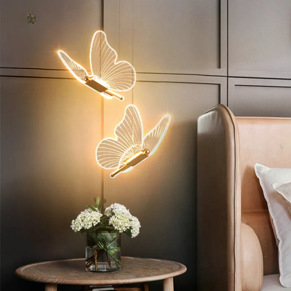 FloraLuxe - Gouden Hanglamp - Elegante Vlinder Vorm