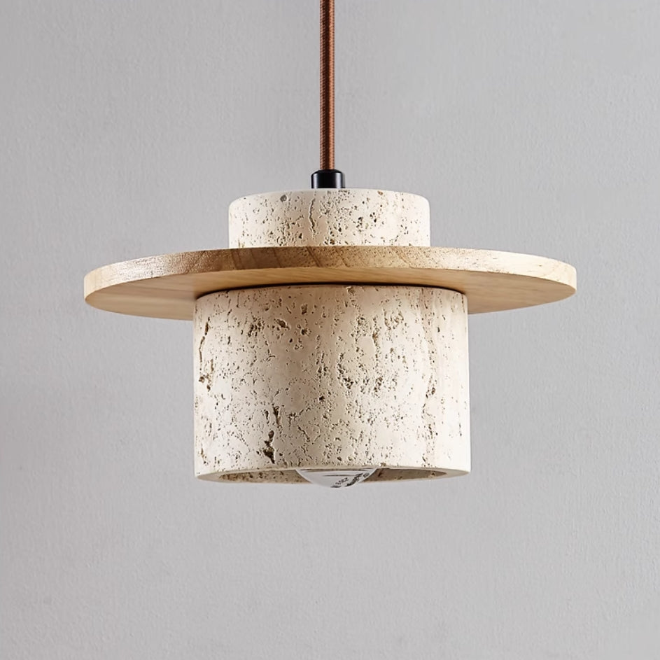 Luxe woonkamer hanglamp - Steen en hout design