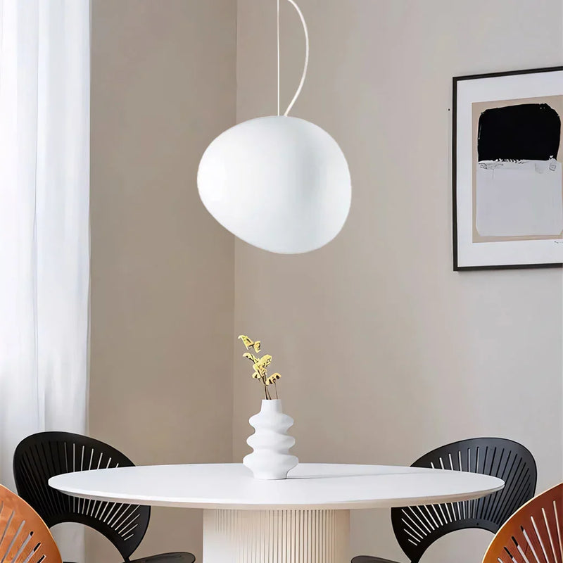 Kiezelvormige Hanglamp - Luxe witte Woonkamer Lamp