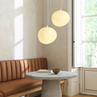 Kiezelvormige Hanglamp - Luxe witte Woonkamer Lamp