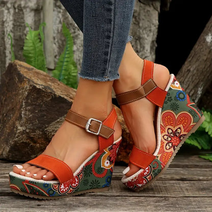 BlossomThy - Hoge Hak Sandalen voor Dames - Stevige Zool - Mode - Bloemenprint