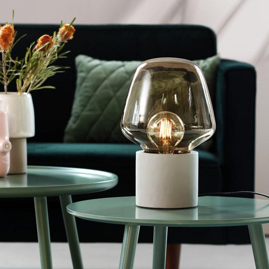 CementGlo Petite Lamp - Elegant Tafellamp - Getint Glas  - Luxe, Compact Design