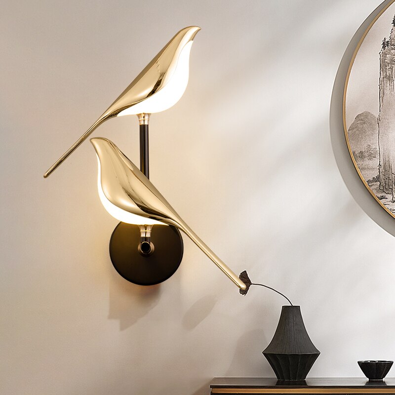 NestGlow Wandlamp - Vogel op Stok - Stijlvolle en Natuurlijke Sfeerverlichting