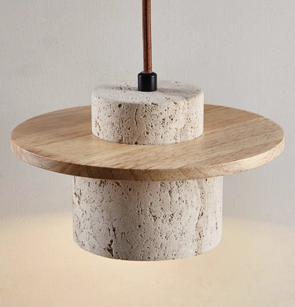 Luxe woonkamer hanglamp - Steen en hout design