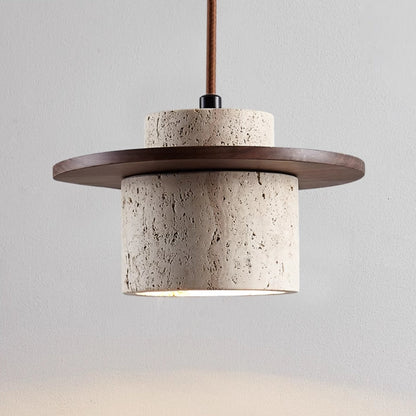 Luxe woonkamer hanglamp - Steen en hout design